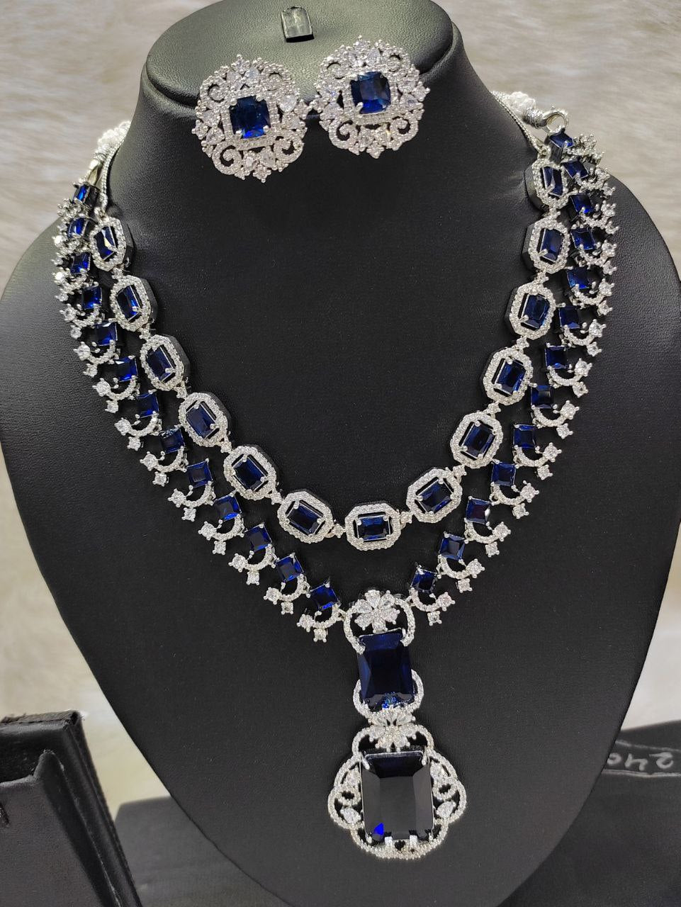 Neeta Ambani Inspired Veshakart Premium Handcrafted American Diamond Necklace 2 pc combo Set