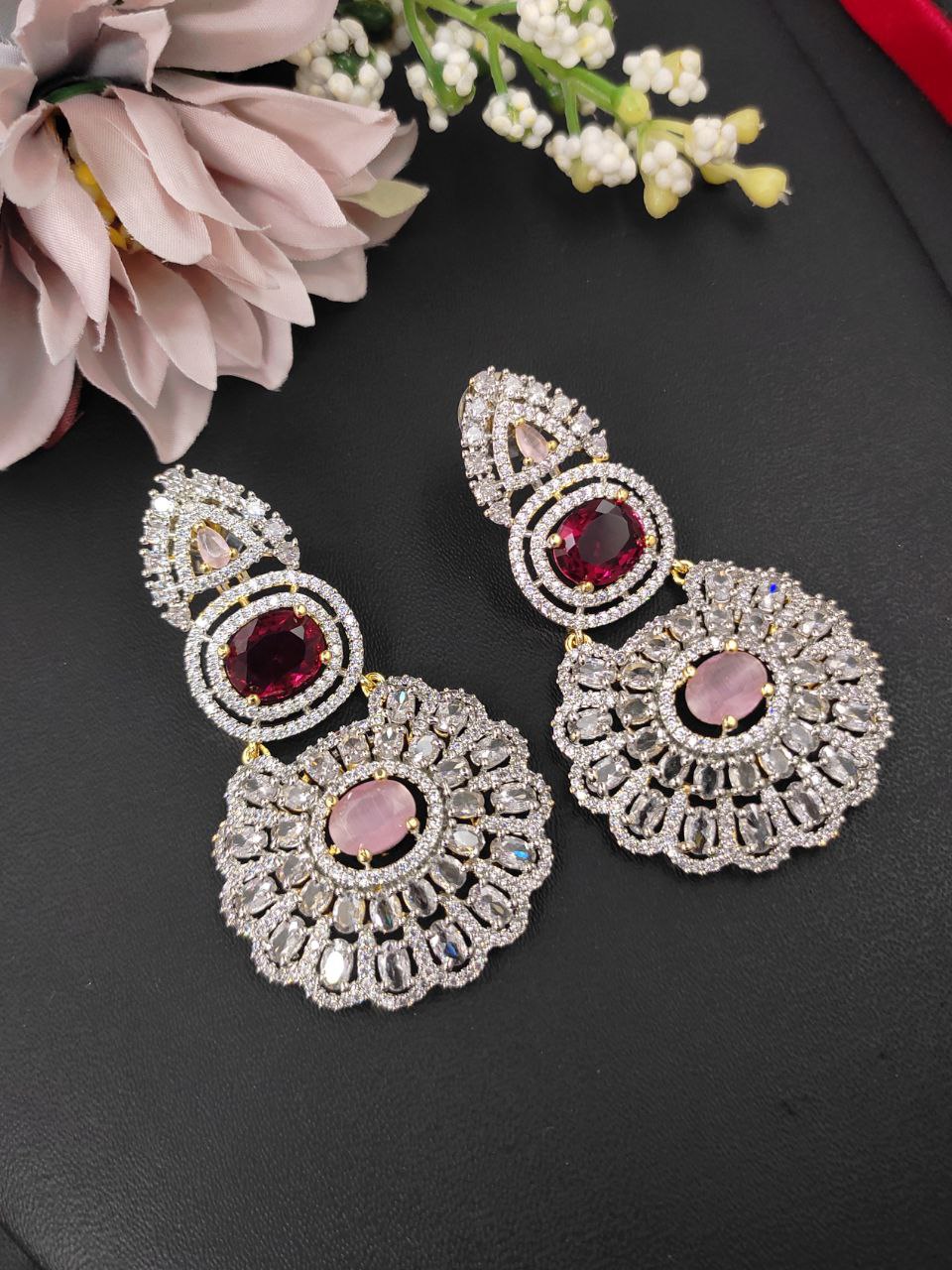 Veshakart Premium American Diamond Handcrafted Earrings