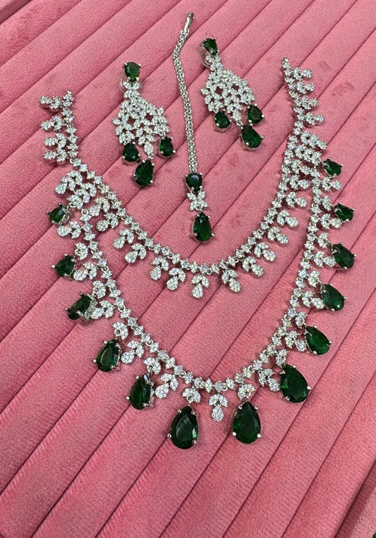 Veshakart Premium Handcrafted American Diamond Necklace Set