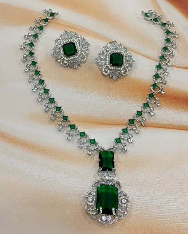 Neeta Ambani Inspired Long Veshakart Premium Handcrafted American Diamond Necklace Set