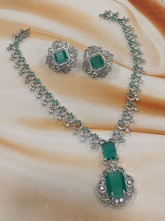 Neeta Ambani Inspired Long Veshakart Premium Handcrafted American Diamond Necklace Set