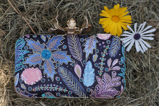 Veshakart Handmade Luxurious Printed Embroidered  Clutches