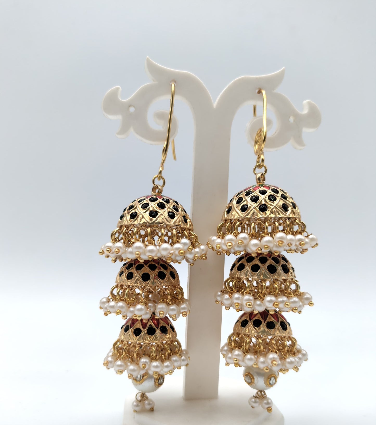 Veshakart Premium Handcrafted Multi Layer Jadau Jhumka Earrings