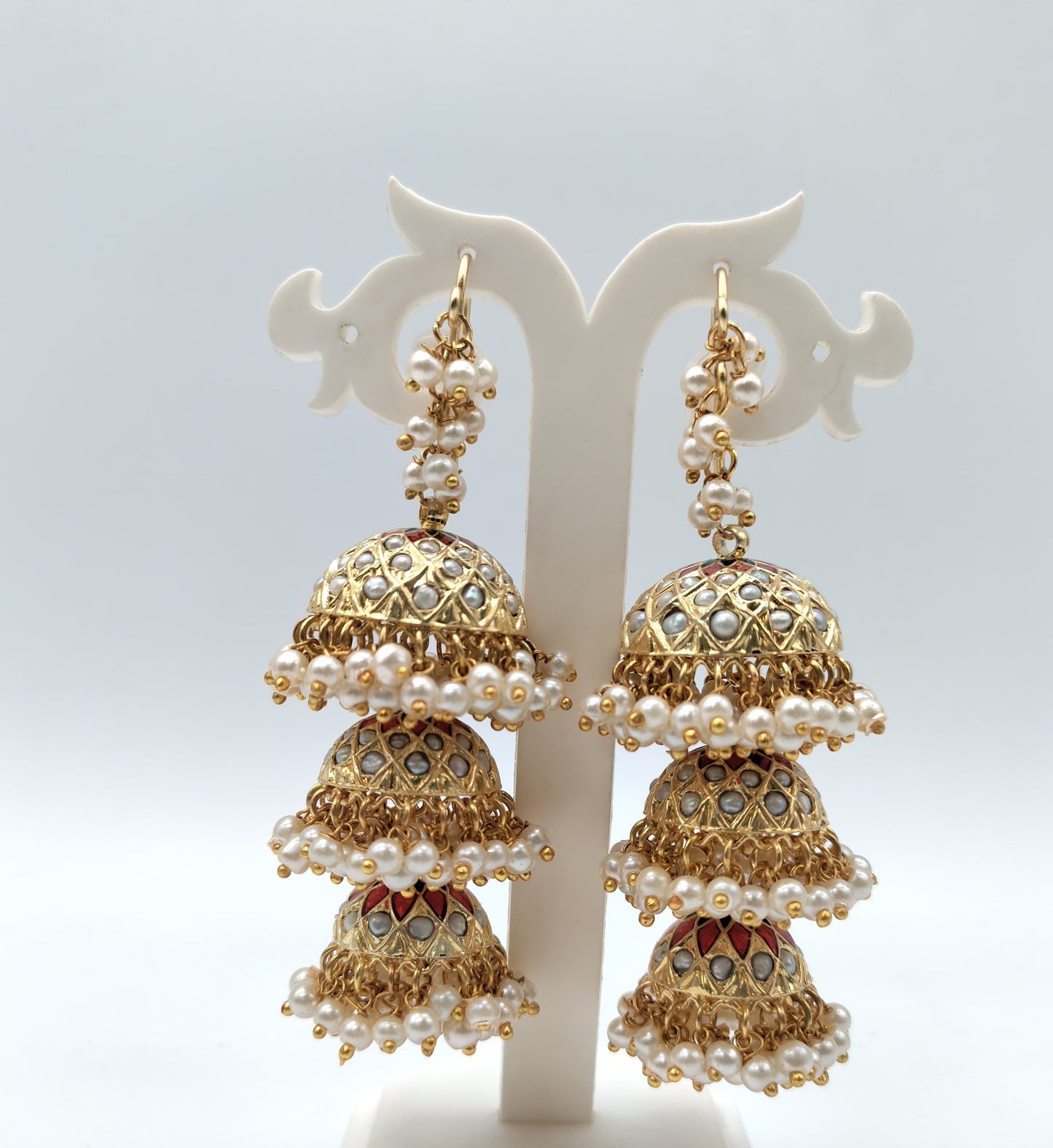 Veshakart Premium Handcrafted Multi Layer Jadau Jhumka Earrings