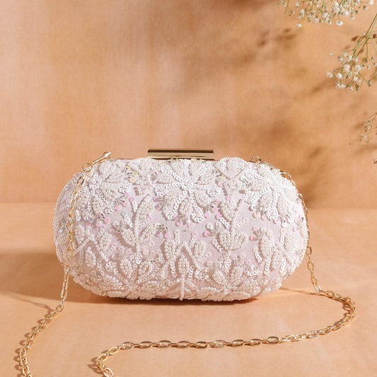 Veshakart Handmade Luxurious Embroidery oval clutch