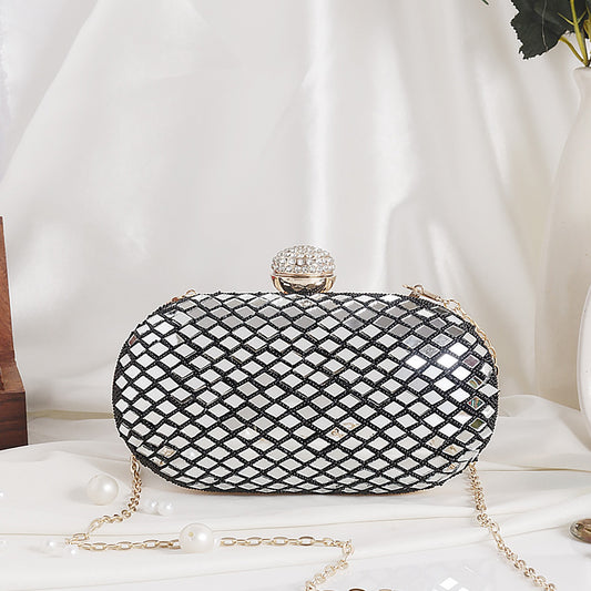 Veshakart Handmade Luxurious Designer Oval Clutch With Mirror Work