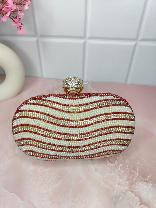 Veshakart Handmade Luxurious Designer Oval Embroidered Clutch