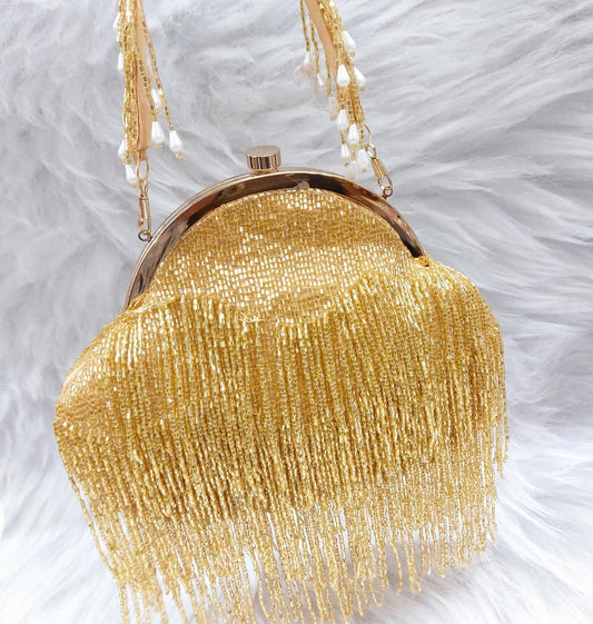 Veshakart Handmade Luxurious Designer Half frame tassel Cutch Bag