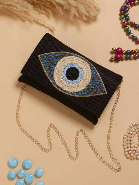 Veshakart Handmade Luxurious Designer Designer Evil Eye in jute fabric Bag