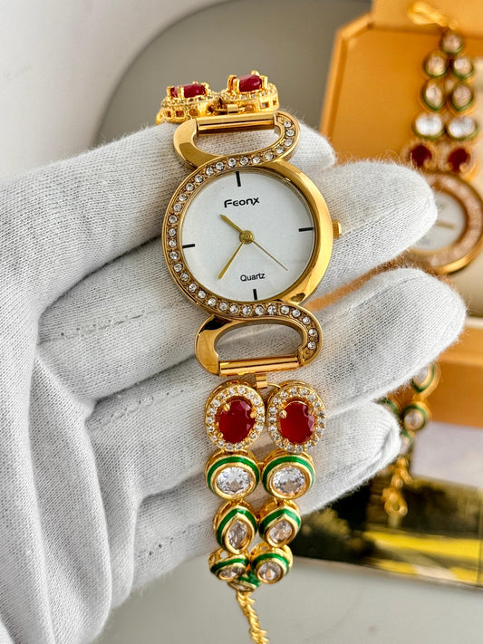 Luxurious Designer Kundan Women Watch (Mega SALE)