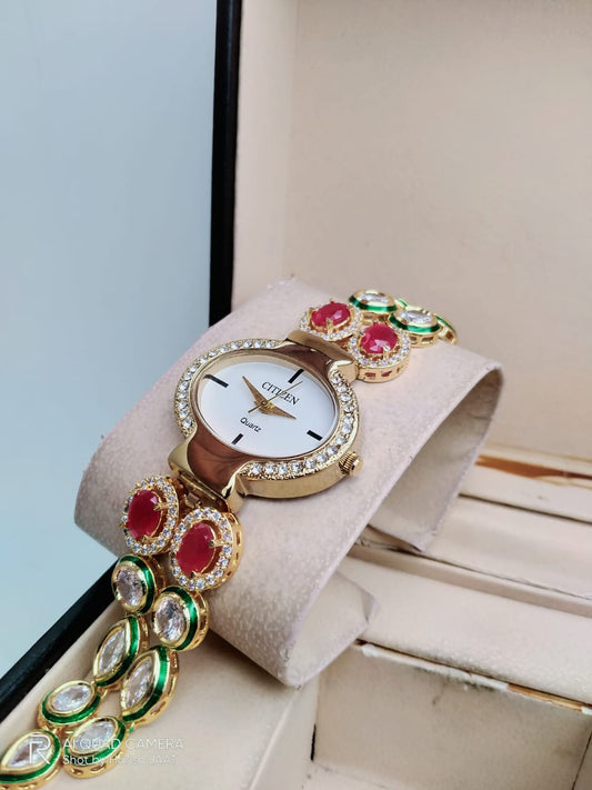 Luxurious Designer Kundan Women Watch (Mega SALE)