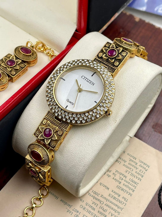 Luxurious Designer Kundan Women Watch (Mega SALE)