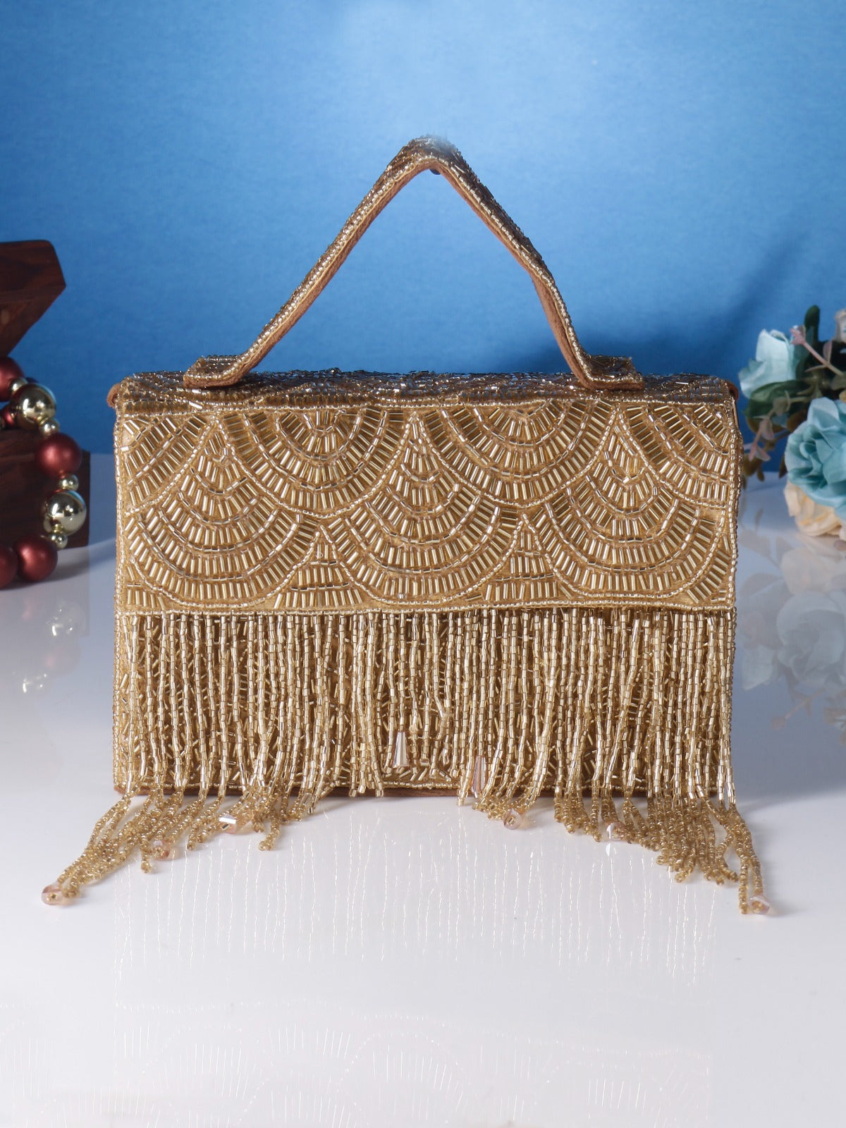 Veshakart Handmade Luxurious Designer MDF golden clutch