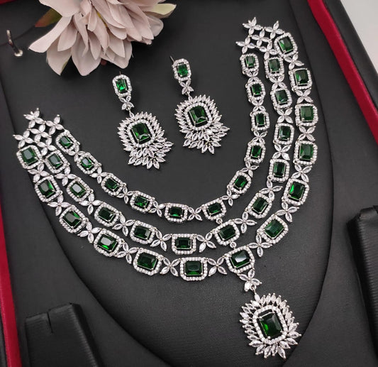 Veshakart Premium Handcrafted American Diamond Necklace Set