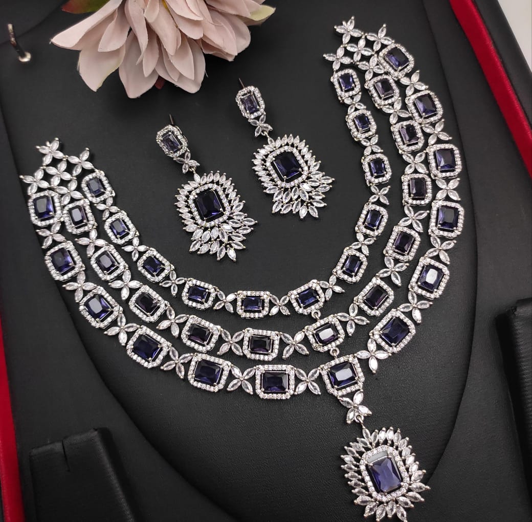 Veshakart Premium Handcrafted American Diamond Necklace Set