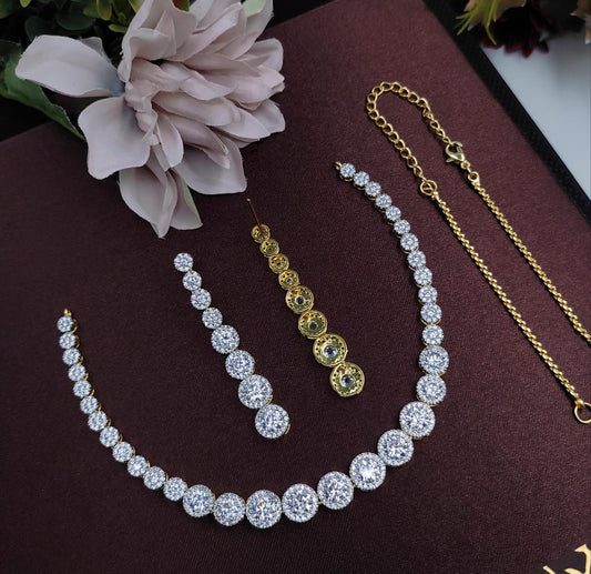 Veshakart Premium Handcrafted American Diamond Necklace Set