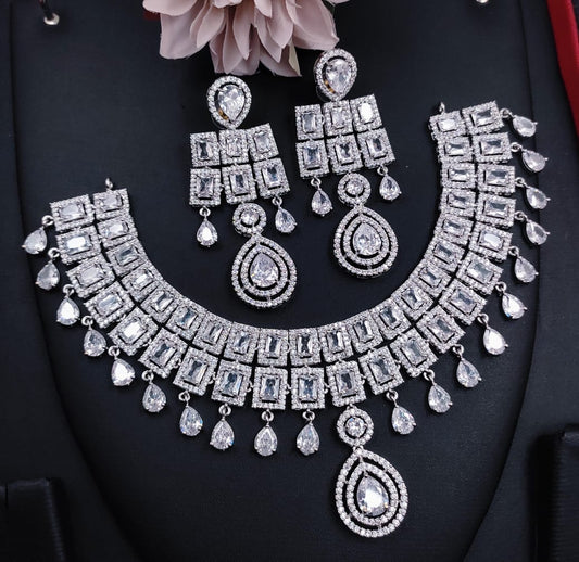 Veshakart Premium Handcrafted American Diamond Necklace Set