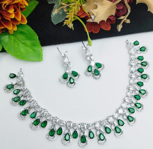 Veshakart Premium Handcrafted American Diamond Necklace Set