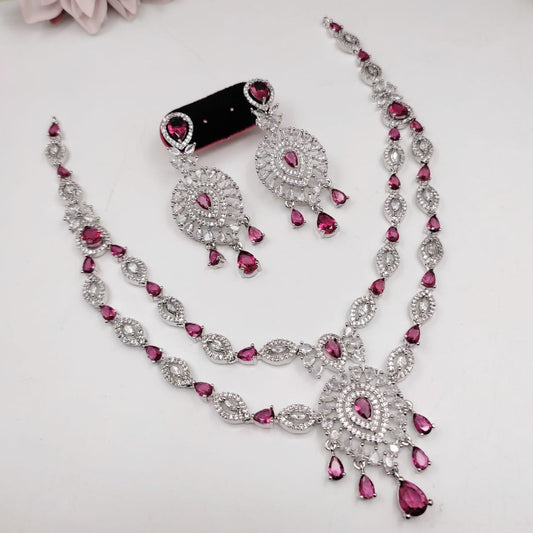 Veshakart Premium Handcrafted American Diamond Necklace Set