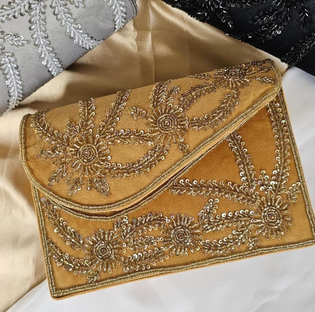 Veshakart Handmade Luxurious Designer Seude embroidered clutch