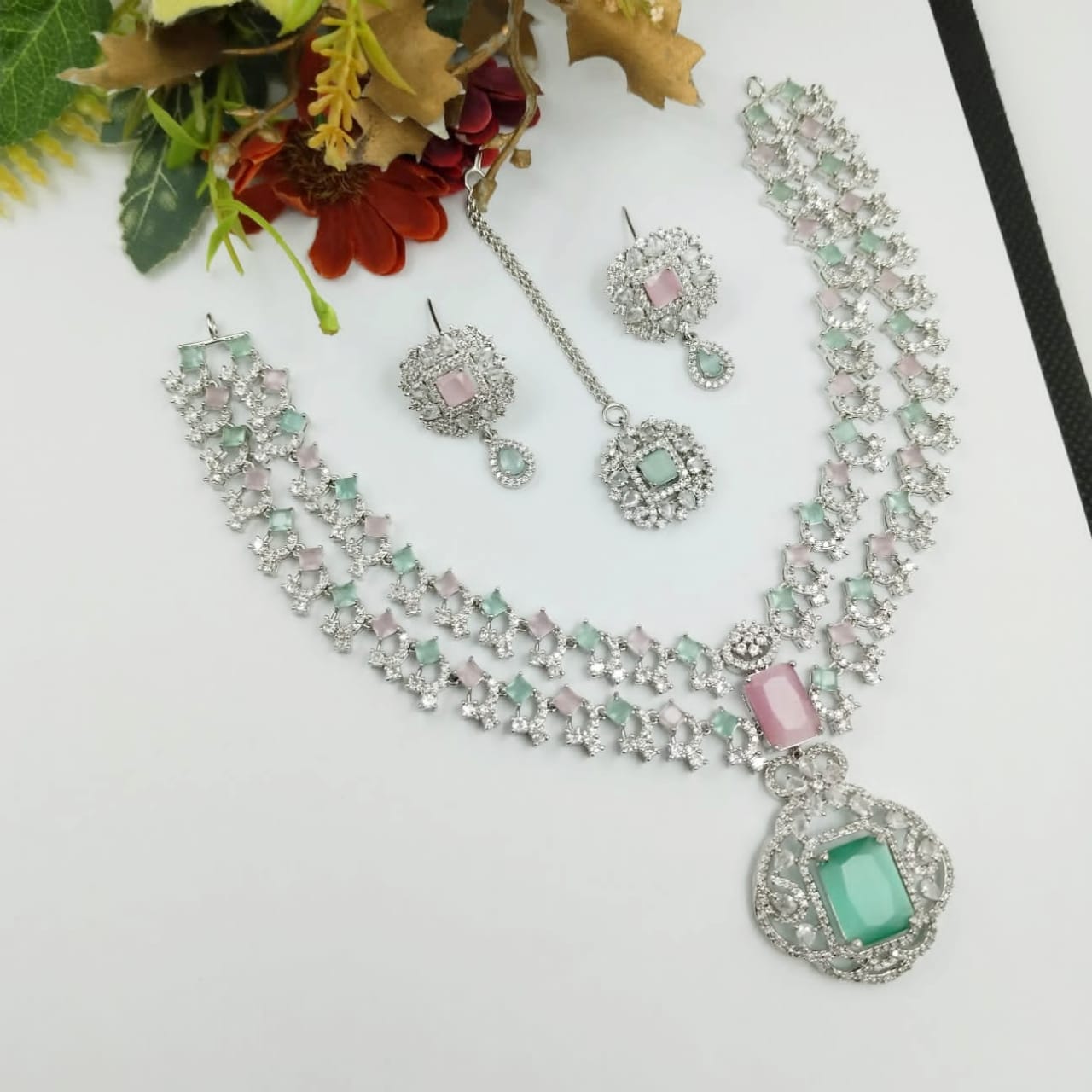 Neeta Ambani Inspired Veshakart Premium Handcrafted AD Necklace Set