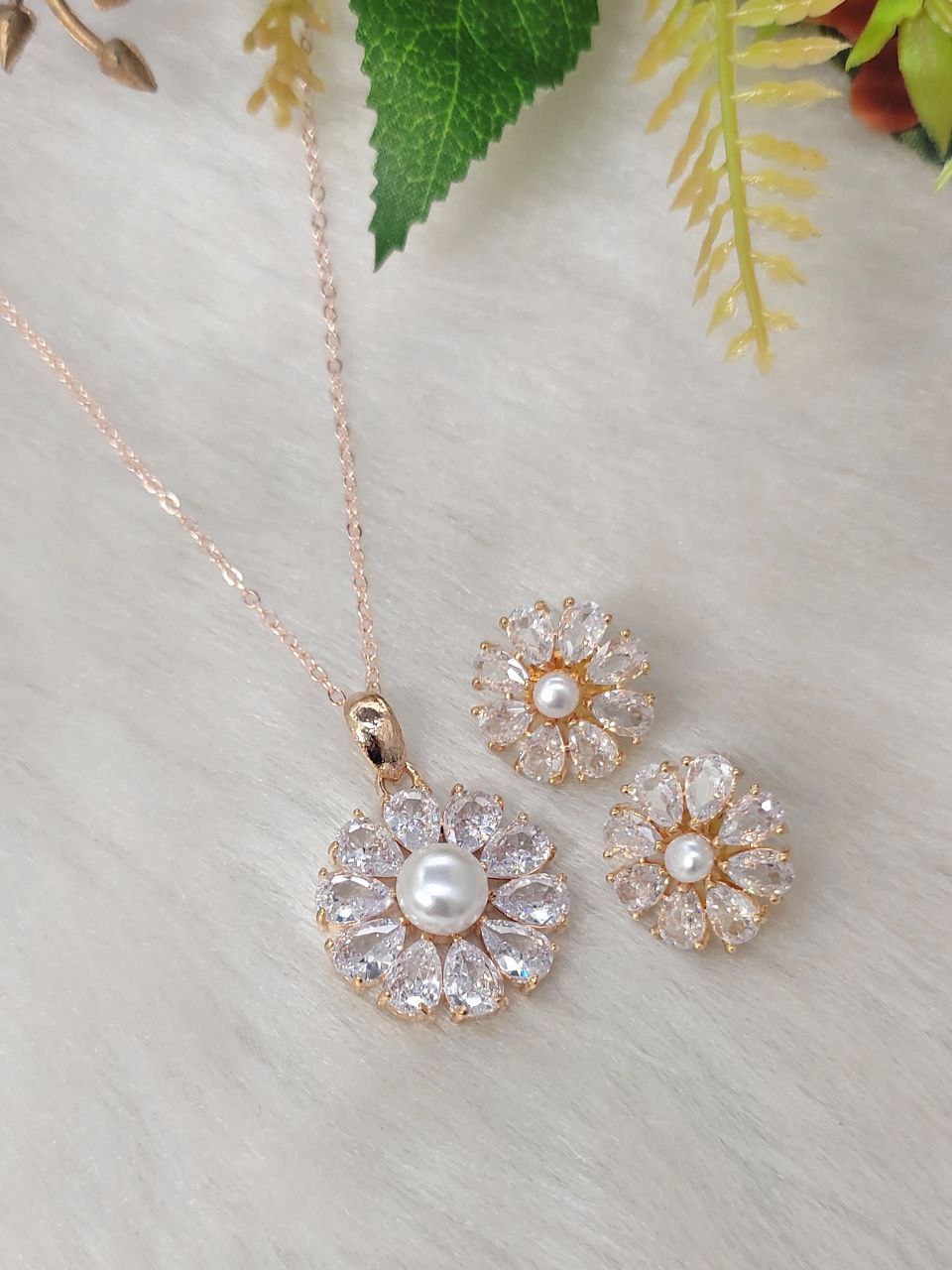 Premium quality American Diamond pendant set