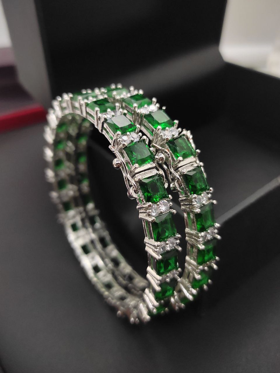 Premium quality Handcrafted American Diamond Bangles Pair