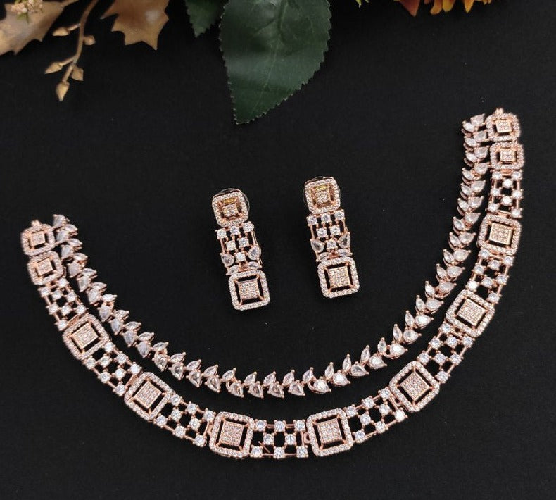 Veshakart Premium Handcrafted American Diamond Necklace Set