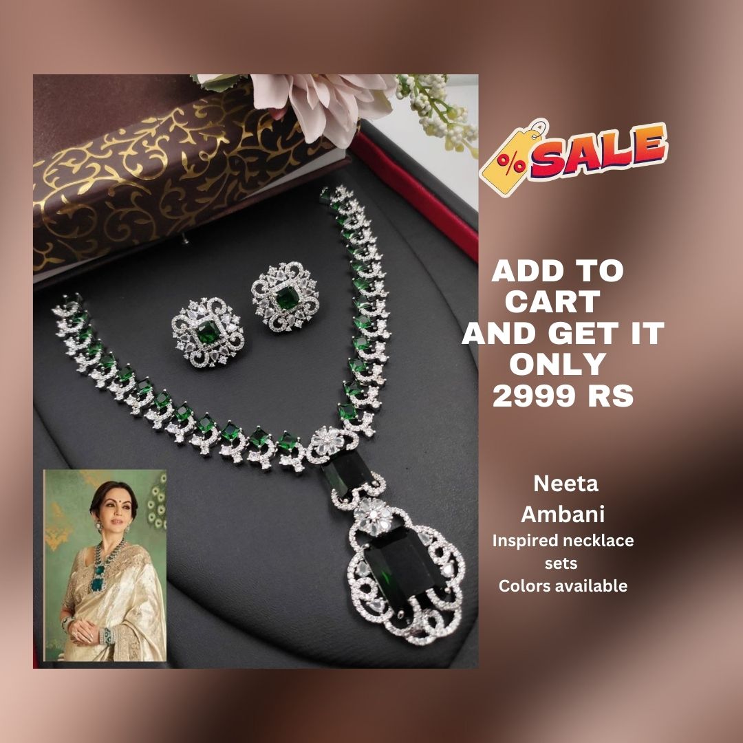 Neeta Ambani Inspired Veshakart Premium Handcrafted AD Necklace Set